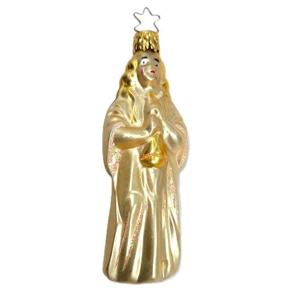 VTG Inge Glas Figural Blown Glass Christmas Ornament Angel w Trumpet - Picture 3 of 7